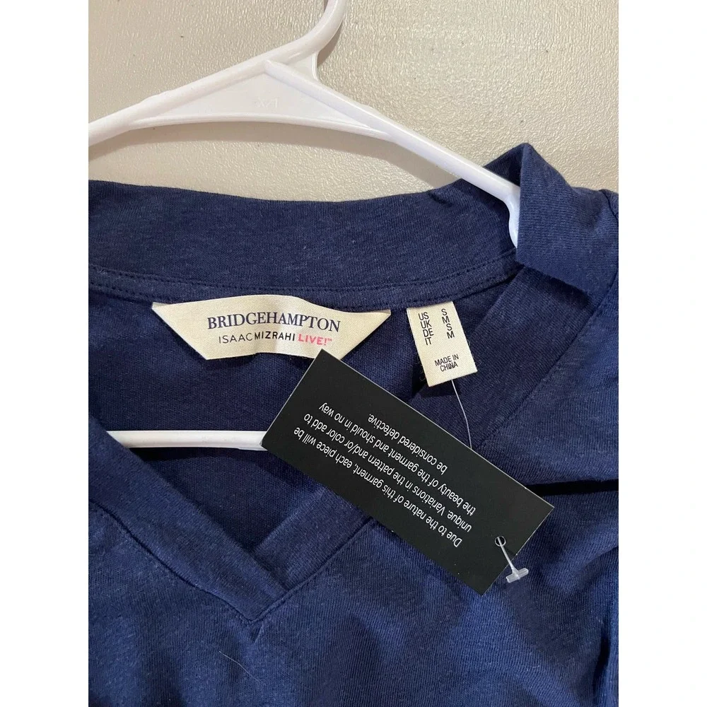 Isaac Mizrahi Live! Bridgehampton Knit Linen Blend V-Neck DARK NAVY NWT SIZE S - Picture 5 of 6
